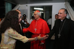 Presidente Daniel y Compañera Rosario reciben a Su Eminencia Cardenal Leopoldo Brenes