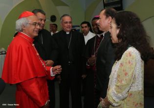 Presidente Daniel y Compañera Rosario reciben a Su Eminencia Cardenal Leopoldo Brenes