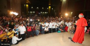 Presidente Daniel y Compañera Rosario reciben a Su Eminencia Cardenal Leopoldo Brenes