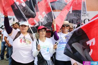 Mujeres Sandinistas movilizadas en saludo al 8 de Marzo