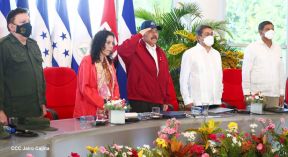 Reunión del Presidente Daniel Ortega y Compañera Rosario con el Presidente de Honduras Juan Orlando Hernández