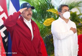 Reunión del Presidente Daniel Ortega y Compañera Rosario con el Presidente de Honduras Juan Orlando Hernández