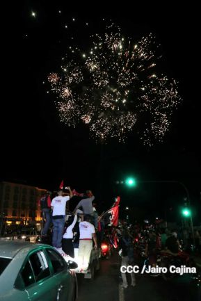 Pueblo celebra victoria del FSLN en las Elecciones Soberanas 2021