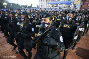 Presidente Daniel Ortega y Vicepresidenta Rosario Murillo presidieron acto del 43 Aniversario de la Policía Nacional