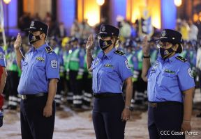 Presidente Daniel Ortega y Vicepresidenta Rosario Murillo presidieron acto del 43 Aniversario de la Policía Nacional