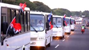 Caravana de 150 buses rusos llegan a la ciudad de Managua