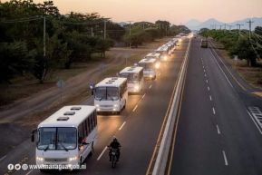 Caravana de 150 buses rusos llegan a la ciudad de Managua