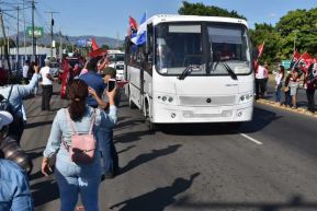 Caravana de 150 buses rusos llegan a la ciudad de Managua