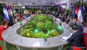 Reunión entre el Presidente Daniel Ortega y Compañera Rosario con el Canciller de Irán