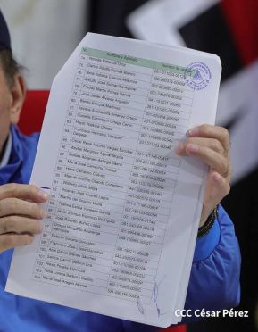 Presidente Daniel y Compañera Rosario en comunicación con las familias nicaragüenses