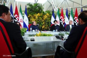 Presidente Daniel Ortega y Vicepresidenta Rosario Murillo en Acto de Clausura de la Visita del Presidente de Irán