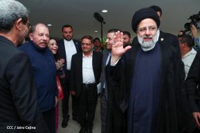 Presidente Daniel Ortega y Vicepresidenta Rosario Murillo en Acto de Clausura de la Visita del Presidente de Irán