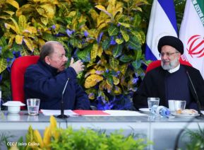 Presidente Daniel Ortega y Vicepresidenta Rosario Murillo en Acto de Clausura de la Visita del Presidente de Irán