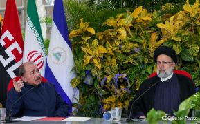 Presidente Daniel Ortega y Vicepresidenta Rosario Murillo en Acto de Clausura de la Visita del Presidente de Irán