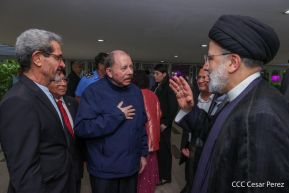 Presidente Daniel Ortega y Vicepresidenta Rosario Murillo en Acto de Clausura de la Visita del Presidente de Irán