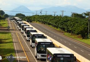 Nicaragua recibe nueva flota de 250 buses procedentes de la República Popular China