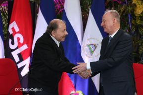 Comandante Daniel y Compañera Rosario en encuentro con el  General Nikolai Patrushev