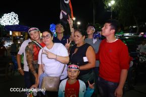 Celebran Vigilia en recibimiento y saludo al 45/19 en la Avenida de Bolívar a Chávez en Managua