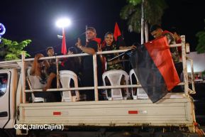 Celebran Vigilia en recibimiento y saludo al 45/19 en la Avenida de Bolívar a Chávez en Managua