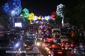Celebran Vigilia en recibimiento y saludo al 45/19 en la Avenida de Bolívar a Chávez en Managua