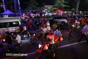 Celebran Vigilia en recibimiento y saludo al 45/19 en la Avenida de Bolívar a Chávez en Managua