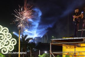 Celebran Vigilia en recibimiento y saludo al 45/19 en la Avenida de Bolívar a Chávez en Managua