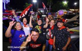 Celebran Vigilia en recibimiento y saludo al 45/19 en la Avenida de Bolívar a Chávez en Managua