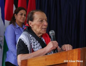 Heroína palestina Leila Khaled de visita en Nicaragua