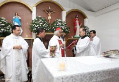 Comunidad Los Ladinos recibe jubilosa a Cardenal Leopoldo Brenes