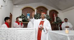 Comunidad Los Ladinos recibe jubilosa a Cardenal Leopoldo Brenes