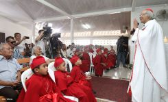 Comunidad Los Ladinos recibe jubilosa a Cardenal Leopoldo Brenes