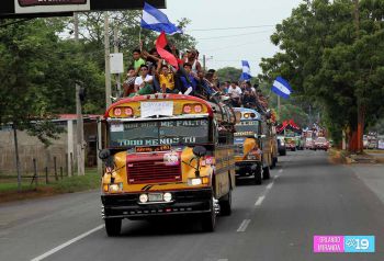 Caravanas de todo el país llegan a Managua para celebración del 35/19