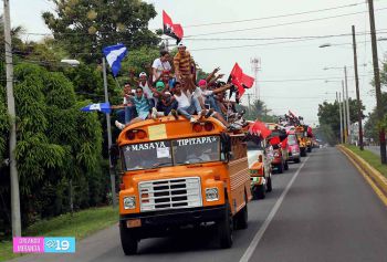 Caravanas de todo el país llegan a Managua para celebración del 35/19
