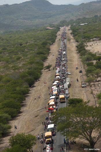 Caravanas de todo el país llegan a Managua para celebración del 35/19
