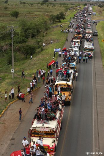 Caravanas de todo el país llegan a Managua para celebración del 35/19