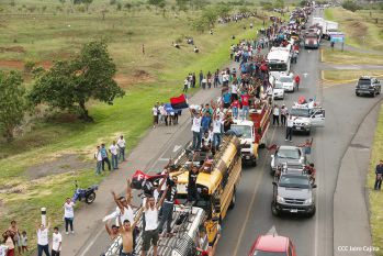 Caravanas de todo el país llegan a Managua para celebración del 35/19