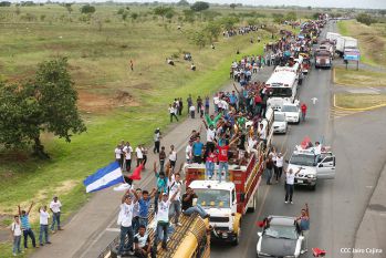 Caravanas de todo el país llegan a Managua para celebración del 35/19