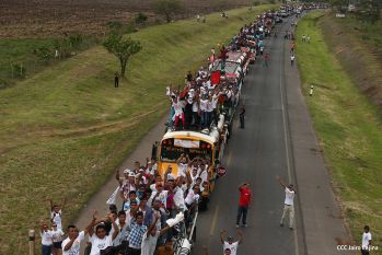 Caravanas de todo el país llegan a Managua para celebración del 35/19