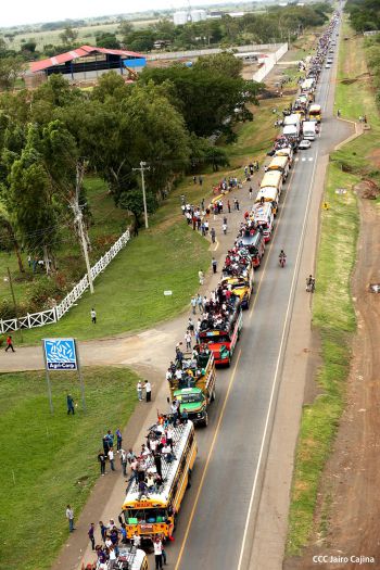 Caravanas de todo el país llegan a Managua para celebración del 35/19