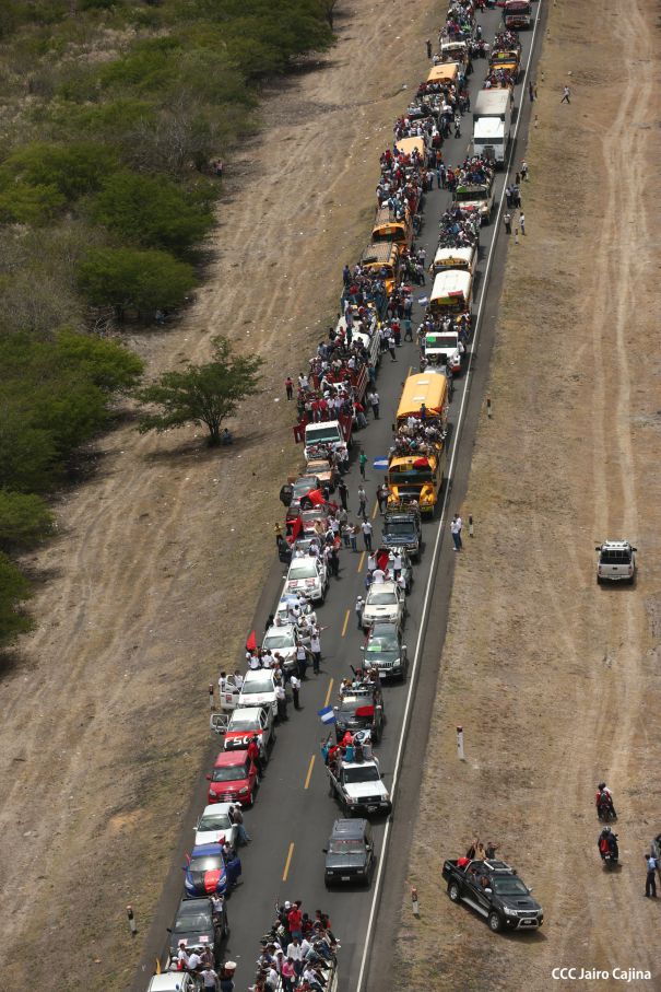 Caravanas de todo el país llegan a Managua para celebración del 35/19