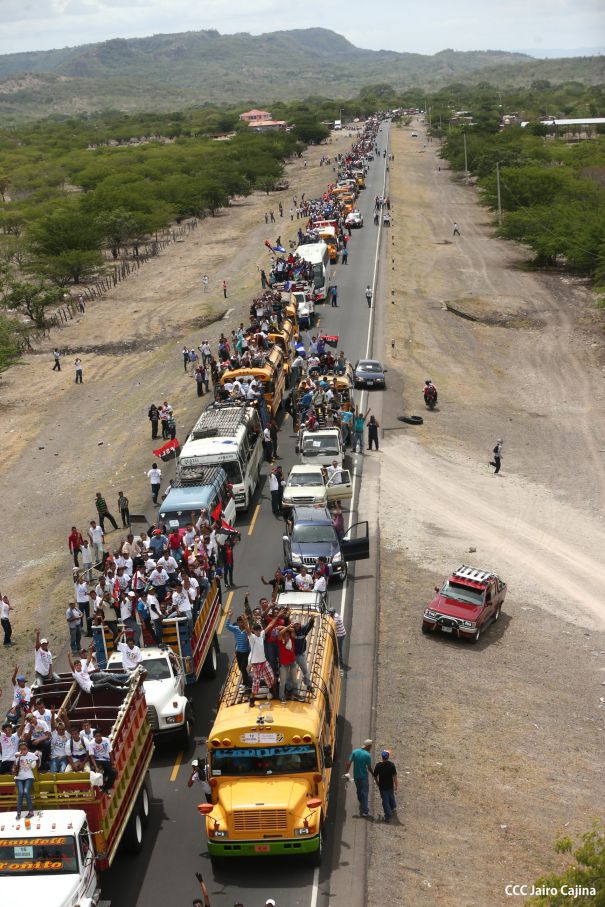 Caravanas de todo el país llegan a Managua para celebración del 35/19
