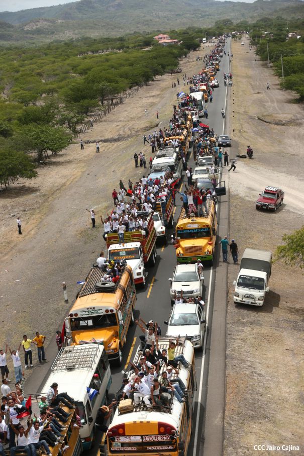 Caravanas de todo el país llegan a Managua para celebración del 35/19