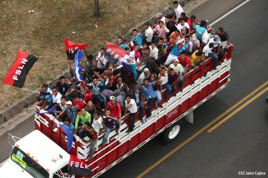 Caravanas de todo el país llegan a Managua para celebración del 35/19