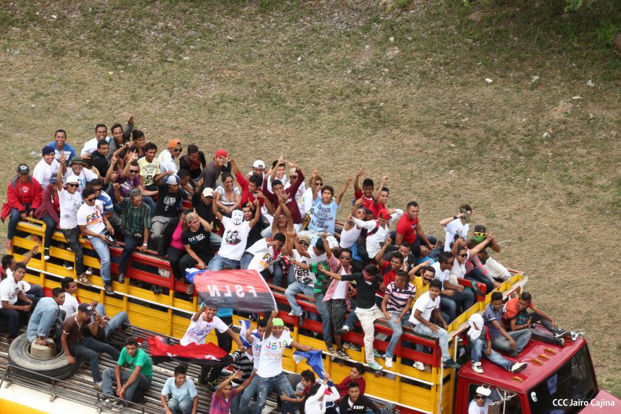 Caravanas de todo el país llegan a Managua para celebración del 35/19
