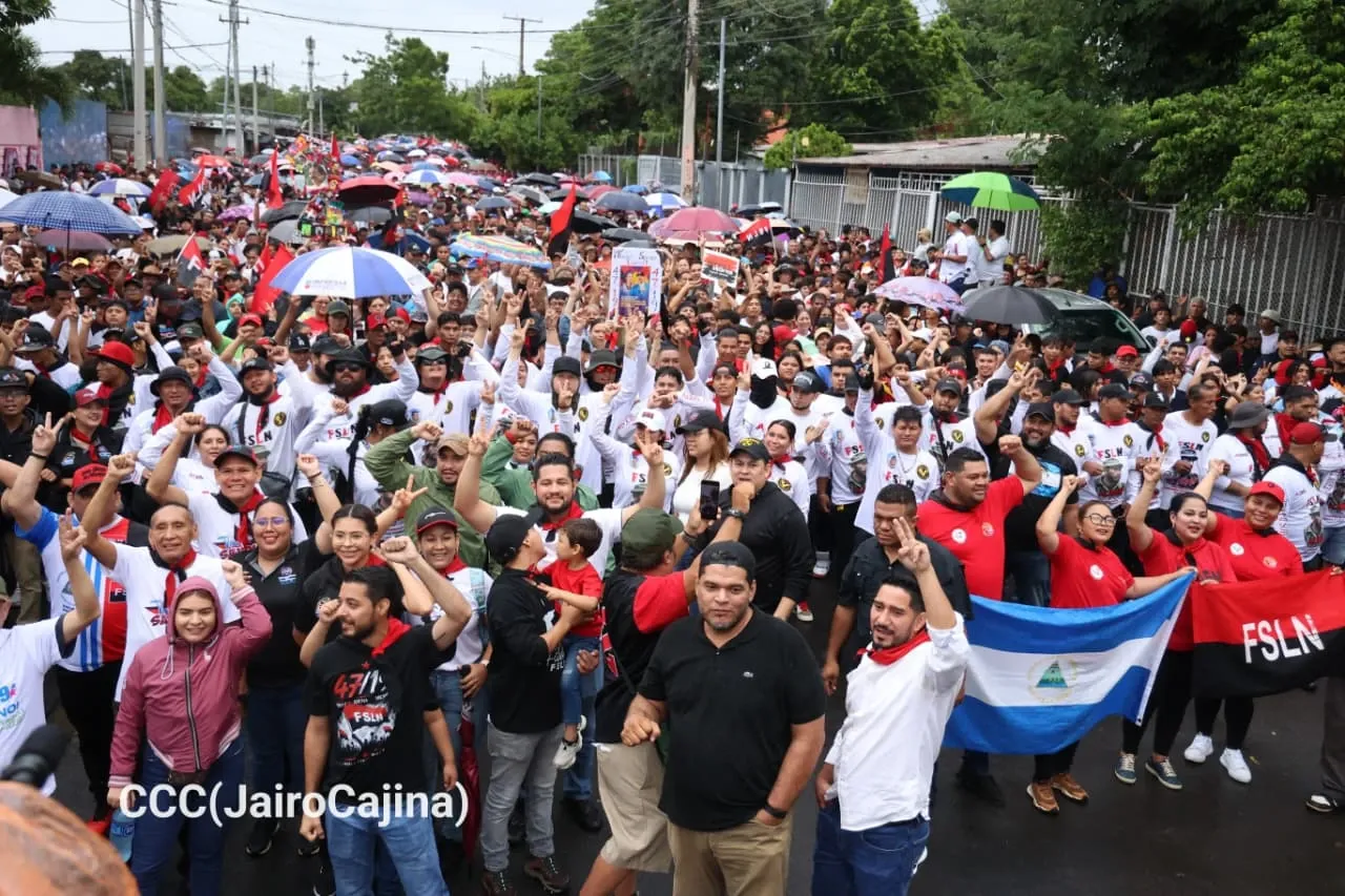 Militancia sandinista protagoniza caminata en homenaje al 47/19 en Managua