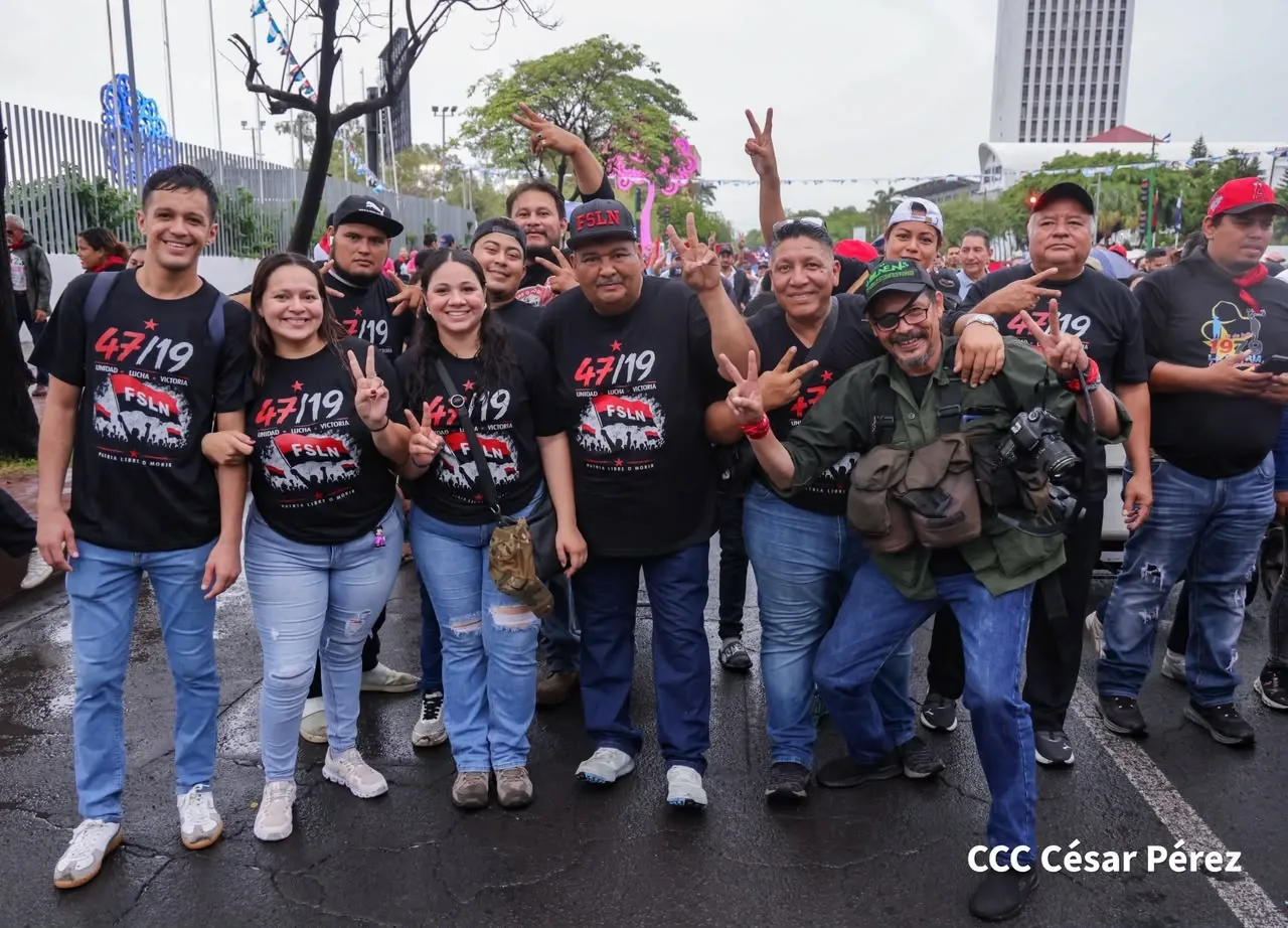 Militancia sandinista protagoniza caminata en homenaje al 47/19 en Managua