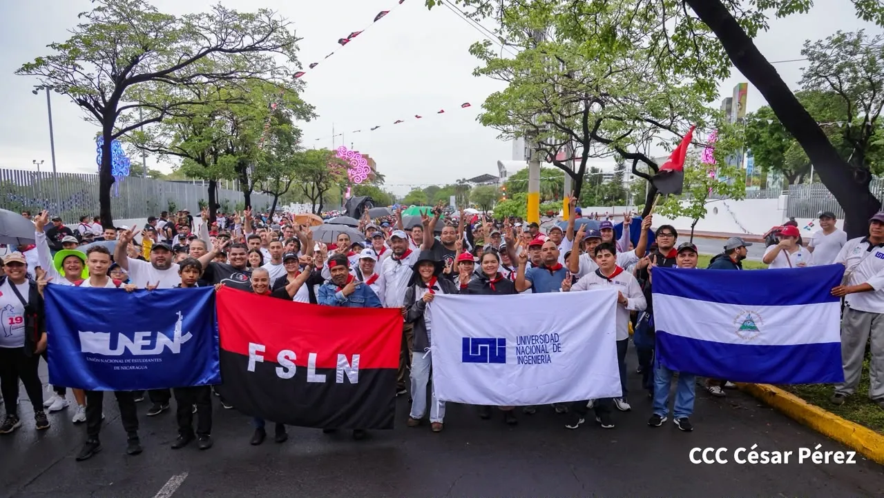 Militancia sandinista protagoniza caminata en homenaje al 47/19 en Managua