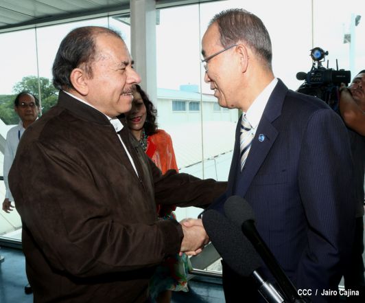 Presidente Daniel y Compañera Rosario reciben a Secretario General ONU