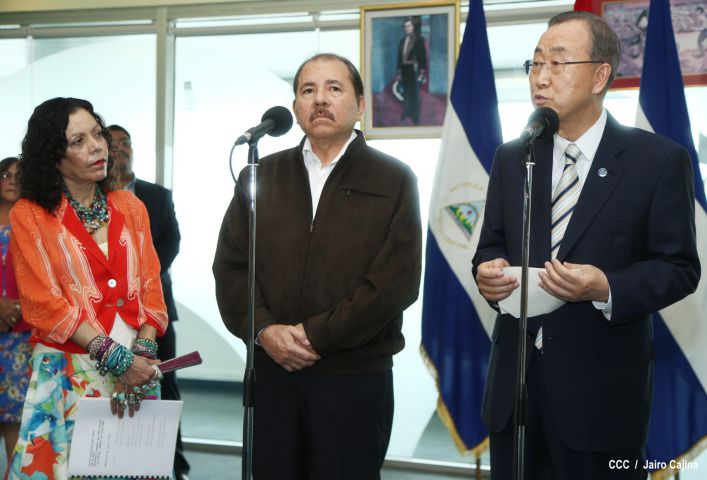 Presidente Daniel y Compañera Rosario reciben a Secretario General ONU