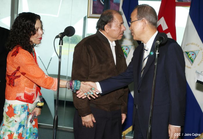 Presidente Daniel y Compañera Rosario reciben a Secretario General ONU